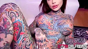 Redhead Tiger Lily's Inked Body Banged Hard Cowgirl Riding Monster Cock!