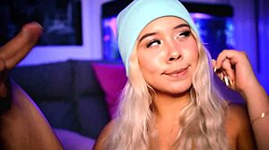 Colombian blonde babe bent over sucking big cock like a seductive whore with bubble butt