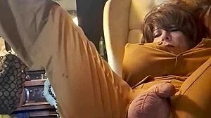 damn, that fine-ass tranny takes a massive dildo ride!