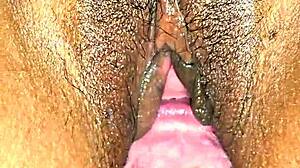 Sexy Latina Milf's Juicy Pussy Dripping with Creampie Closeup