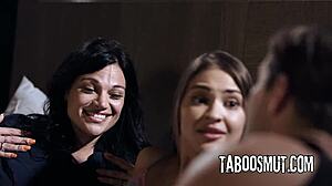 my milf stepmom jumped in for threesome anal blowjob with stepson roommate dorm group fun