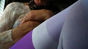 Crossdressing shemale strokes massive cock to explosion