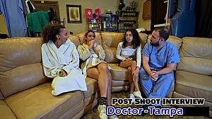 dr tampa gives aria nicole a humiliating physical spreading shaved pussy gaping