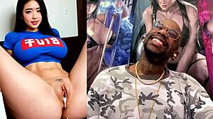 cute petite asian teen's pretty face cum covered after huge cock creampie dump