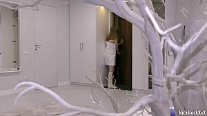 Mistress with hairy pussy deepthroats delivery boy's big cock before creampie fuck