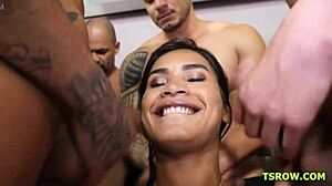 14 Guys Gangbang TS Thayssa Fadynha's Tight Ass Non-Stop!