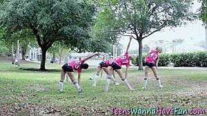 These hot 18+ teens at the party can't stop taking monster cocks deep!