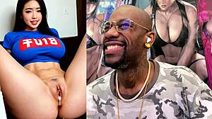 cute petite asian teen's pretty face cum covered after huge cock creampie dump