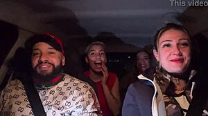 Uber Driver Joins Horny Lesbian Couple For Car Pussy Licking Orgy?