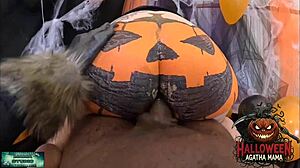 brazilian milf's halloween jack o lantern pounded by bbc