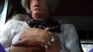 Crossdressing shemale strokes massive cock to explosion