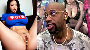 cute petite asian teen's pretty face cum covered after huge cock creampie dump