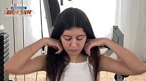 Double penetration stretches athletic girl's tight spot after workout, ends with mouth cum