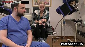 School Officer Ava Siren Chokes Deepthroats Petite Blonde Student at Work