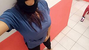 nurse shows off sexy ass in empty hospital hall craving boyfriend's cock