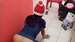 nurse shows off sexy ass in empty hospital hall craving boyfriend's cock