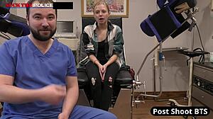 School Officer Ava Siren Chokes Deepthroats Petite Blonde Student at Work