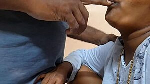 hot tamil wife strips teases spits on banana blowjob