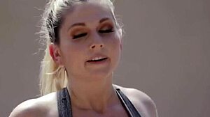 Big Tits Milf Licks Bikini Ass In Car Wash