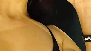 pov debora mendes gives intense oral and inverted panty ride with outside cumshot in motel black lingerie