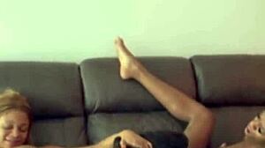 muscular black lesbians lick pussies before strapon fuck