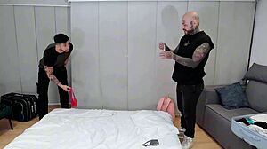 Hot Tattoo Latina Welcomed By Neighbors Licking Juicy Pussy Then Cowgirl Ride