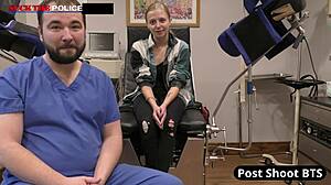 School Officer Ava Siren Chokes Deepthroats Petite Blonde Student at Work