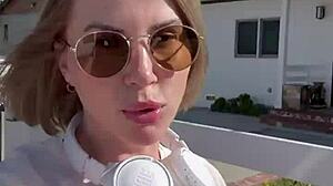 My first pornlog's free sfw tease flashes petite blonde outdoors