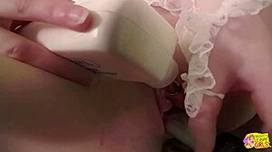 brunette solo dildo play becomes pussy licking lesbian sex