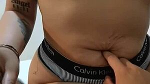 Touching Her Navel During Handjob