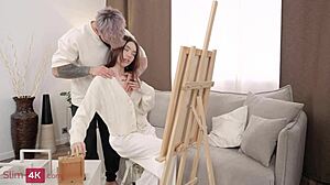 kwini kim petite asian rides muscular guy's shaved pussy cowgirl