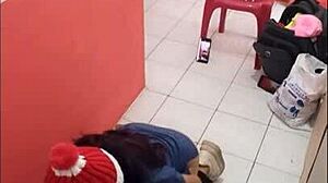 nurse shows off sexy ass in empty hospital hall craving boyfriend's cock