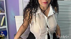 Latina Teacher Bookworm Orgasms Hiding in Classroom Roleplay Titty Fuck