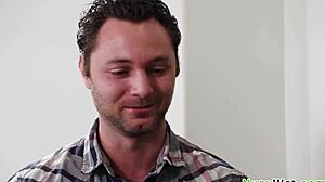 sexy brunette masseuse slips naked over client for nuru glide