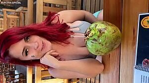 Hot Brazilian babe joins me in public toilet fun