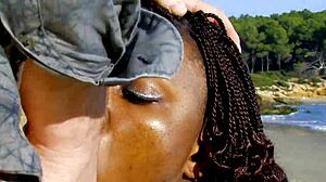 black milf enjoys beach encounter with partner