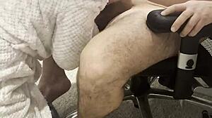 stepmom sucks stepson's huge dick in living room