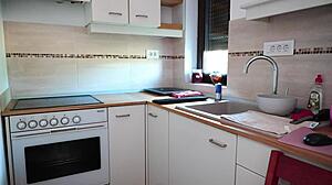 busty blonde babe strips masturbates toys by window