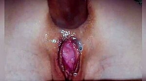 real housewife squirts wet anal orgasm closeup with husband