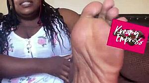 Curvy BBW Goddess Flexes Toes in Femdom Fetish Display