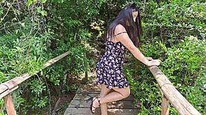 Hiker Rips Clothes Off Big Ass Model In Jungle Creampie Photoshoot