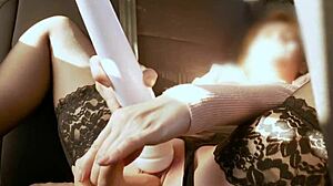 Busty Babe's Huge Dildo Ride in Taxi Orgasm Scream