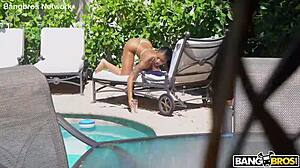 Ameena Green Rides Neighbor's Big Cock Cowgirl Creampie