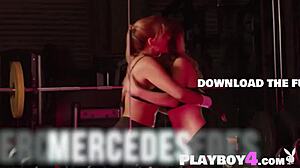 Sexy Milf And Hot Babe Workout Stripping Naked Posing For Playboy