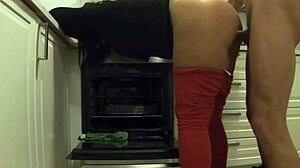 gf's madrastra bends over kitchen for my creampie anal pounding