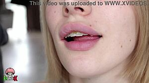 Innocent Braces Polly Begs Creamy Mouth Load