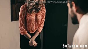 office bimbo tiffany watson climbs ladder slurping boss cock