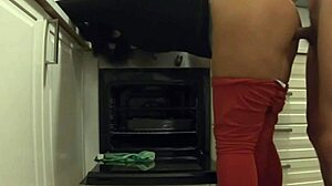 gf's madrastra bends over kitchen for my creampie anal pounding