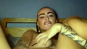 Tattooed Goth Babe Fingers Huge Ass and Tits Raw