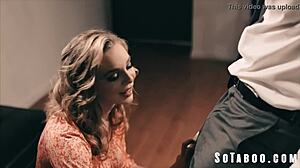 office bimbo tiffany watson climbs ladder slurping boss cock